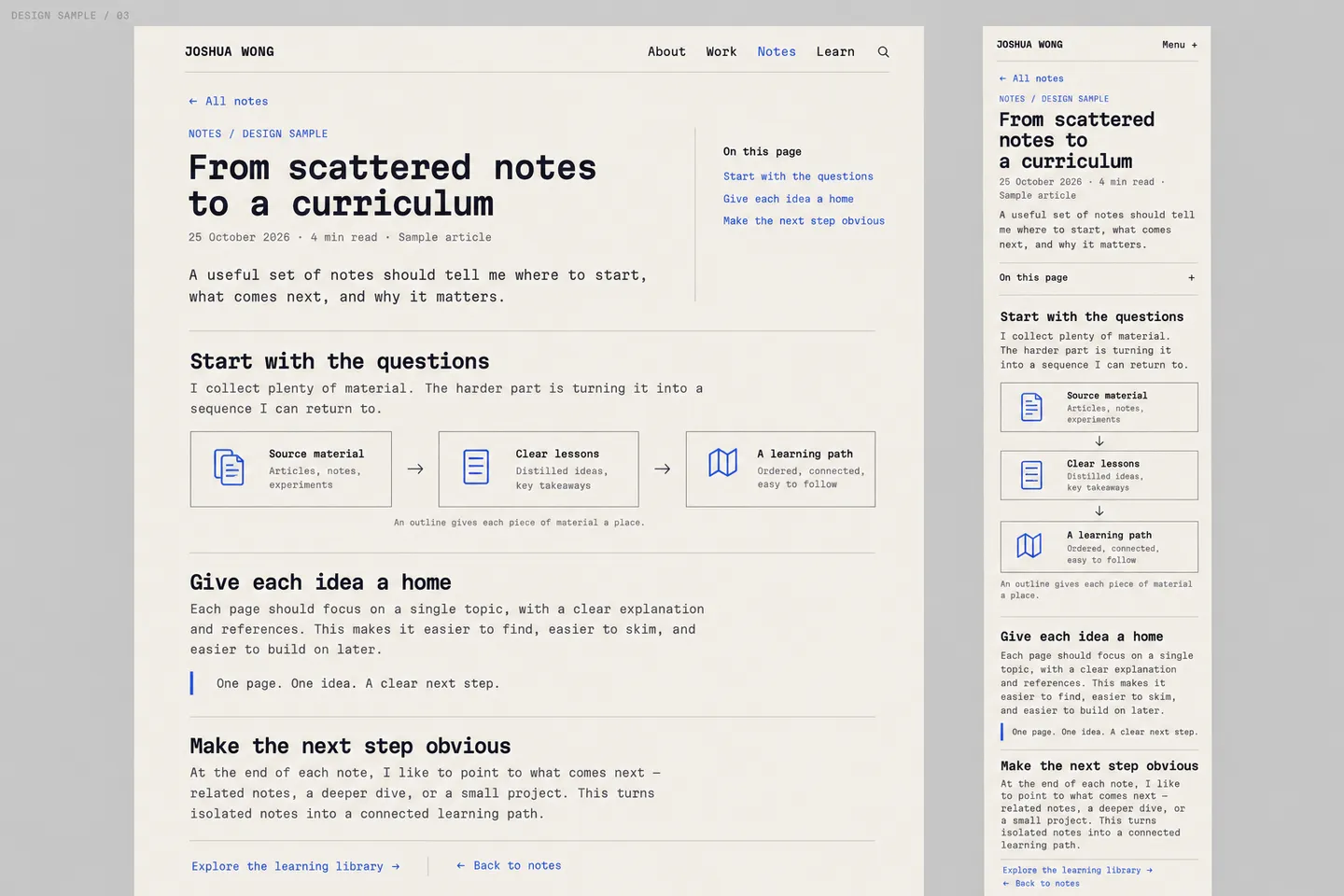 Approved blog article: a quiet text column and responsive explanatory diagram, without a course sidebar.